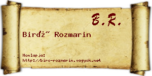 Biró Rozmarin névjegykártya